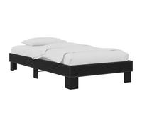 Yisssmeng Cadre de lit 80 x 200 cm - En bois de chêne noir - Lit simple moderne pour chambre d'amis et chambre d'adolescent - Lit futon stable avec sommier à lattes