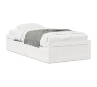 Yisssmeng Cadre de lit 90 x 190 cm - Blanc - En bois de pin massif - Lit simple en bois avec sommier à lattes pour chambre à coucher et chambre d'amis, lit futon moderne sans matelas