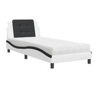 Yisssmeng Cadre de lit 90 x 190 cm en cuir synthétique - Design moderne - Motif vagues - Sommier à lattes robuste et coussin de tête de lit - Pour chambre d'adolescent, chambre d'amis et lits simples