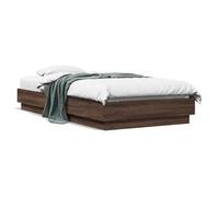 Yisssmeng Cadre de lit 90 x 190 cm, marron, aspect chêne, lit en bois avec sommier à lattes, cadre de lit futon plat, lit simple, pour chambre à coucher et chambres d'amis, sans matelas