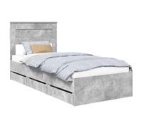 Yisssmeng Cadre de lit 90 x 200 cm avec tête de lit, lit simple stable en bois, design moderne avec compartiments de rangement, lit futon pour chambre à coucher et chambre d'amis, gris béton