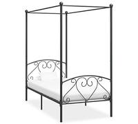 Yisssmeng Cadre de lit à baldaquin en métal gris 120 x 200 cm avec sommier à lattes, cadre de lit pour chambre à coucher, chambre d'adolescent, lit moderne en métal sans matelas
