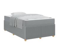 Yisssmeng Cadre de lit avec matelas 120 x 190 cm, lit capitonné avec sommier à lattes en bois, lit double stable pour chambre à coucher et chambre d'amis, housse en tissu gris clair