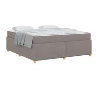 Yisssmeng Cadre de lit avec matelas 180 x 200 cm, lit capitonné moderne en tissu taupe, cadre de lit avec sommier à lattes et matelas à ressorts ensachés pour chambre à coucher, max. 280 kg