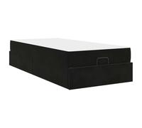 Yisssmeng Cadre de lit avec matelas, 90 x 200 cm, 2 pièces, rembourré, avec housse en velours, lit simple avec espace de rangement et tiroirs, lit futon moderne pour chambre à coucher, noir