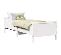 Yisssmeng Cadre de lit avec tête de lit, blanc, 80 x 200 cm, cadre de lit en bois et pin, lit simple pour chambre à coucher et chambres d'amis, lit futon moderne, cadre en bois