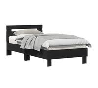 Yisssmeng Cadre de lit noir aspect chêne 193 x 95 x 88 cm Cadre de lit simple pour matelas 107 x 203 cm Lit futon moderne avec tête de lit pour chambre à coucher