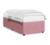 Yisssmeng Cadre de lit, rose, 90 x 190 cm, en velours doux, pour adolescent, sommier à lattes, pieds stables, design moderne, pour chambre à coucher et chambre d'amis
