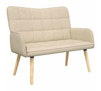 Yisssmeng Canapé 2 places, canapé rembourré compact 115 cm, tissu crème, causeuse moderne avec pieds en bois, pour salon et chambre à coucher, construction stable