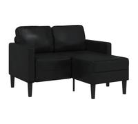 Yisssmeng Canapé 2 Places en L avec Méridienne Noir 125 cm Similicuir | Canapé d'angle compact en similicuir noir idéal pour petit salon et appartement. Structure stable et entretien facile.