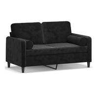 Yisssmeng Canapé 2 Places en Velours Noir avec 2 Coussins 138 cm | Petit sofa double assise en velours doux avec cadre en métal robuste et coussins déhoussables pour salon.