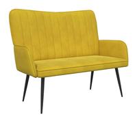 Yisssmeng Canapé 2 Places Jaune 115x61x87 cm en Velours Métal | Banquette fixe rembourrée pour salon et chambre moderne, assise 2 personnes avec pieds en métal noir et velours doux.