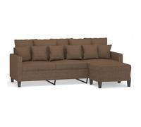 Yisssmeng Canapé 3 Places avec Repose-Pied Tissu Marron Salon 198 cm | Ensemble canapé droit marron et pouf assorti pour salon. Assise rembourrée en tissu respirant avec structure en métal.