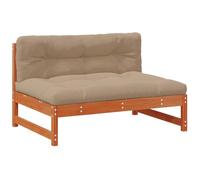 Yisssmeng Canapé central de jardin en pin massif - Canapé modulaire pour terrasse et jardin - 120 cm de large avec coussin d'assise - Design marron ciré - Construction robuste pour l'extérieur