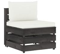 Yisssmeng Canapé central modulaire design palettes, canapé salon en bois de pin imprégné avec coussins confortables, mobilier de jardin et terrasse, 60 x 70 x 66 cm, gris