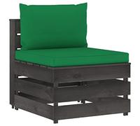 Yisssmeng Canapé central modulaire en bois de pin imprégné - Canapé en palettes pour jardin, terrasse et salon avec coussins - Meuble d'extérieur robuste 60 x 70 x 66 cm