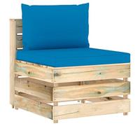 Yisssmeng Canapé central modulaire en palettes en bois de pin imprégné vert, meubles de salon pour jardin et terrasse, avec coussins d'assise et de dossier, 60 x 70 x 66 cm