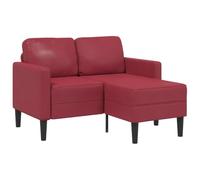 Yisssmeng Canapé d'angle 2 Places en Similicuir Bordeaux 125 cm | Méridienne intégrée pour relaxation optimale, structure solide en bois et métal, idéale pour petit salon ou studio.