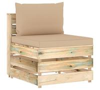 Yisssmeng Canapé en palettes, partie centrale en bois de pin, élément de canapé modulaire pour jardin et terrasse, avec coussins d'assise et de dossier, meuble de salon rustique, 60 x 70 x 66 cm