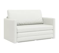 Yisssmeng Canapé-Lit 2 Places Convertible Blanc 124x71x78cm Simili Cuir | Banquette convertible 2-en-1 compacte pour salon et chambre d'amis, structure en métal et assise en mousse confortable.