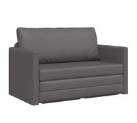 Yisssmeng Canapé-Lit 2 Places en Simili Cuir Gris 124x71x78 cm | Banquette convertible 2-en-1 idéale pour petit salon ou chambre d'amis. Structure robuste avec dossier confortable.