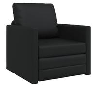 Yisssmeng Canapé-Lit Convertible 1 Place Simili Cuir Noir 60cm | Fauteuil convertible compact idéal pour salon ou chambre d'amis, structure robuste en métal et entretien facile