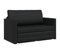Yisssmeng Canapé-Lit Convertible 2 Places Simili Cuir Noir 124x71x78 cm | Design convertible 2-en-1 idéal pour salon et chambre d'amis. Structure robuste en métal avec assise en mousse synthétique.