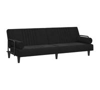 Yisssmeng Canapé-Lit Convertible 2 Places Velours Noir 205x100 cm | Mobilier polyvalent pour salon ou studio, dossier inclinable en 2 parties, cadre en contreplaqué robuste avec 2 coussins.