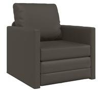 Yisssmeng Canapé-Lit Convertible 60cm Simili Cuir Gris | Fauteuil convertible compact en simili cuir gris pour salon et studio. Structure robuste en métal et assise en mousse.