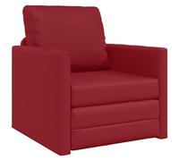Yisssmeng Canapé-Lit Convertible Bordeaux en Simili Cuir 60cm | Fauteuil pliable et convertible manuel pour salon ou studio, cadre en métal solide, assise 60 cm bordeaux.