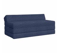 Yisssmeng Canapé-Lit Pliable 2 Places Bleu en Tissu Mousse 120x60x49 cm | Convertible 2-en-1 compact et moderne pour salon et chambre d'amis avec housse déhoussable en tissu polyester respirant.