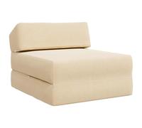 Yisssmeng Canapé-Lit Pliable Crème 60 x 70 x 41 cm Tissu 2-en-1 | Fauteuil convertible en matelas de sol 160x60 cm avec housse zippée lavable pour studio, salon et chambre d'amis.
