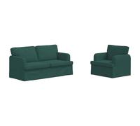 Yisssmeng Canapé modulaire 2 pièces Vert foncé Canapé d'angle rembourré avec housse en tissu 162 x 80 x 85 cm et 84 x 80 x 85 cm Canapé de salon ergonomique avec accoudoirs en bois et cadre en métal