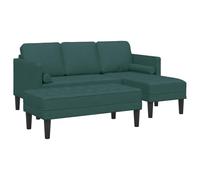 Yisssmeng Canapé Modulaire 3 Places avec Pouf Vert Foncé 2 Pcs | Structure modulable en bois avec pouf assorti, idéale pour optimiser l'espace de votre salon moderne au quotidien.