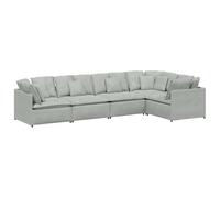 Yisssmeng Canapé modulaire en velours gris clair - 5 pièces XXL avec coussin, canapé d'angle flexible pour le salon, grand ensemble de canapé avec structure en métal, 400 x 200 x 64 cm