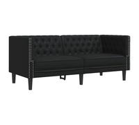 Yisssmeng Chesterfield Canapé 2 places Noir 174 x 74,5 x 70,5 cm | Élégant canapé rembourré 2 places avec surpiqûre classique à boutons et surface en PVC facile d'entretien pour le salon et le