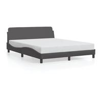 Yisssmeng Dover Cadre de lit 160 x 200 cm en cuir synthétique rembourré gris lit double moderne avec tête de lit ondulée et lattes stables pour chambre à coucher et chambre d'amis