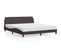 Yisssmeng Dover Cadre de lit 160 x 200 cm - Marron foncé - Lit rembourré moderne avec tête de lit et sommier à lattes en contreplaqué - Lit en tissu ondulé pour chambre à coucher, sans matelas