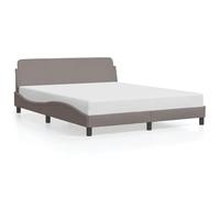 Yisssmeng Dover Lit capitonné, 160 x 200 cm, cadre de lit en tissu taupe, lit double moderne avec tête de lit ondulée et sommier à lattes, lit double stable pour chambre à coucher