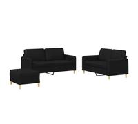 Yisssmeng Ensemble Canapé 3 Pcs Tissu Noir avec Pouf Coussins Salon | Ensemble modulaire 3 pièces en tissu respirant avec métal robuste, conçu pour aménager votre salon ou salle de séjour.