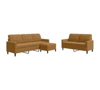Yisssmeng Ensemble Canapé 3 Pcs Velours Marron avec Pouf Salon | Set complet pour salon comprenant 2 canapés et 1 pouf en velours doux marron avec pieds en métal robustes pour séjour.