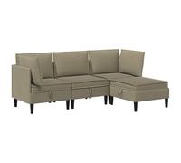 Yisssmeng Ensemble Canapé Modular 4 Pièces Salon Tissu Kaki | Mobilier de salon contemporain modulable en contreplaqué robuste avec assises rembourrées en mousse et pieds stables.