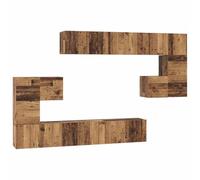 Yisssmeng Ensemble de 10 meubles TV muraux aspect bois vieilli, meuble bas moderne en bois pour le salon, panneau multimédia modulaire avec espace de rangement