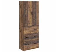 Yisssmeng Ensemble de 2 armoires en bois vieilli, buffet et armoire suspendue, commode avec portes coulissantes et 3 tiroirs pour couloir et salon, 66 x 34,5 x 87 cm