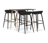 Yisssmeng Ensemble de 5 pièces avec table de bar noire 120 x 60 x 105 cm | Salon de bistro moderne pour salle à manger et cuisine : panneau MDF facile d'entretien avec pieds métalliques solides effet