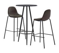 Yisssmeng Ensemble de bar 3 pièces avec table de bar et 2 chaises de bar | Salon de jardin compact pour cuisine, salle à manger et bistrot, panneau MDF facile d'entretien avec structure en acier