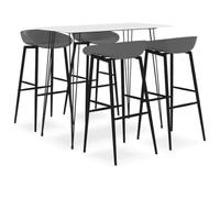 Yisssmeng Ensemble de bar 5 pièces 120 x 60 cm Table de bar blanche avec 4 | Salon moderne en MDF et métal pour cuisine, bistro ou salle à manger. Comprend 4 chaises de comptoir ergonomiques en