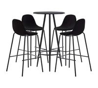 Yisssmeng Ensemble de bar 5 pièces avec table de bar et 4 chaises de bar | Ensemble de salle à manger compact pour cuisine et bistrot : table de bistro ronde avec 4 chaises rembourrées ergonomiques