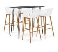 Yisssmeng Ensemble de bar 5 pièces avec table et 4 tabourets de bar 120 x | Salon moderne pour cuisine et bistrot. Panneau MDF facile d'entretien avec pieds métalliques stables aspect bois.
