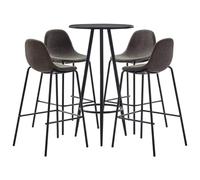 Yisssmeng Ensemble de bar 5 pièces avec table haute et 4 tabourets de bar | Salon compact avec table de bistro ronde et 4 chaises hautes rembourrées pour cuisine, salle à manger ou bar à domicile.